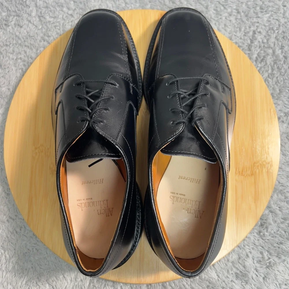 Allen‎ Edmonds Hillcrest Black Leather Bicycle Toe Derby Dress Shoes Mens 8.5